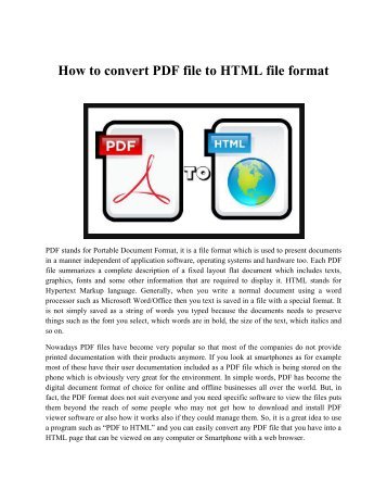Converting Pdf To Html Format